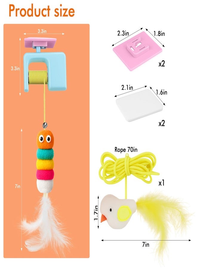 AIERSA Interactive Cat Toys for Indoor Cats,Automatic Cat Hanging Toys for Bored Indoor Adult Cats, Caterpillar and Flying Bird Toy for Door Frame, Self-Play Pet Chase Toy-Blue - Image 5
